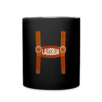 Lausbub Lederhose Shirt Männer - Tasse einfarbig - Schwarz - Vorne