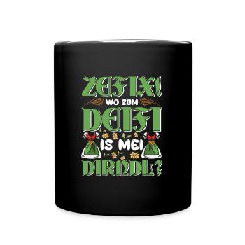 Trachten Shirt Frauen Wo zum Deifi is mein Dirndl - Mug uni - noir - Devant