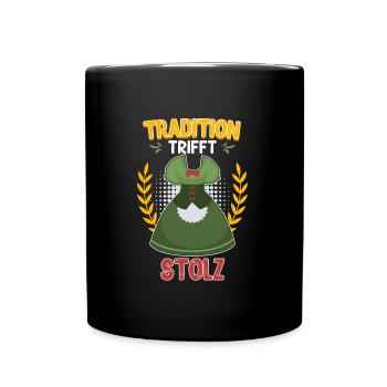 Tradition meets pride Bavarian traditional costume shirt - Full Colour Mug - black - Front