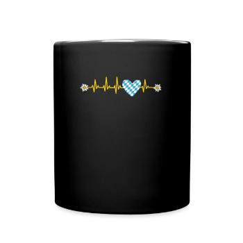 Free State of Bavaria Heart palpitations Bavarian flag - Full Colour Mug - black - Front