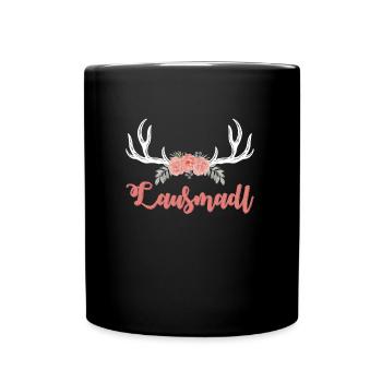 Lausmadl Dirndl Trachten Shirt Frauen Tracht - Tasse einfarbig - Schwarz - Vorne