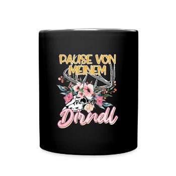 Trachten Shirt Damen Pause von meinem Dirndl - Tasse einfarbig - Schwarz - Vorne