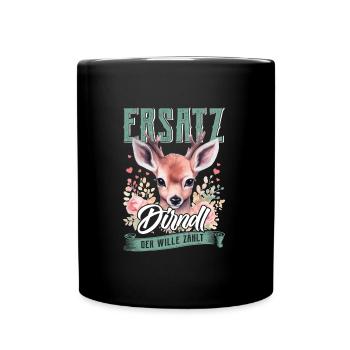Trachten Frauen Ersatz Dirndl Shirt - Tasse einfarbig - Schwarz - Vorne