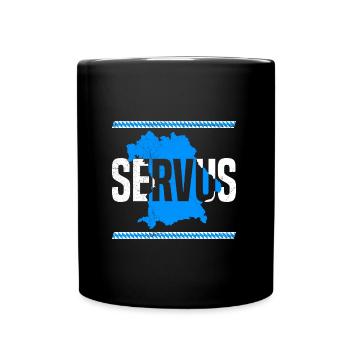 Bayerisch Servus Freistaat Bayern Blau Weiß - Full Colour Mug - black - Front