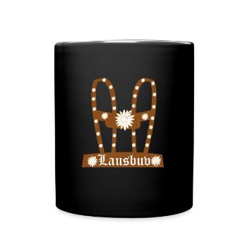 Lausbub Bayern Lederhose Herren Shirt Bayerisch - Tasse einfarbig - Schwarz - Vorne
