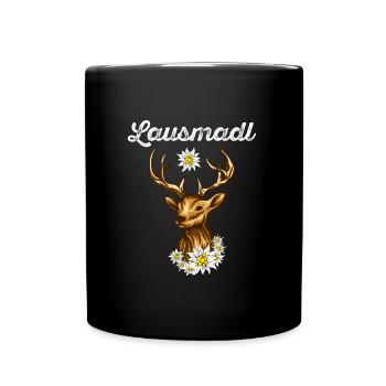 Lausmadl Dirndl Trachten Shirt Frauen Tracht - Tasse einfarbig - Schwarz - Vorne
