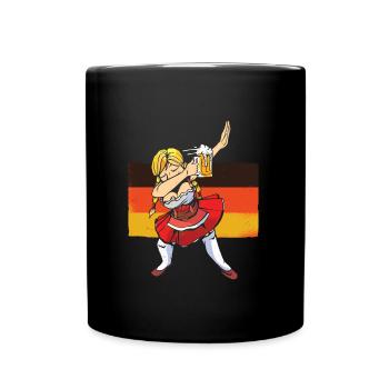 Trachten Shirt Frauen Bierfan - Tasse einfarbig - Schwarz - Vorne