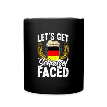 German Food Let's get Schnitzel Faced German - Full Colour Mug - black - Front