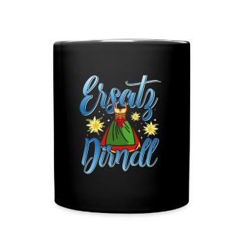 Trachten Frauen Ersatz Dirndl Shirt - Tasse einfarbig - Schwarz - Vorne