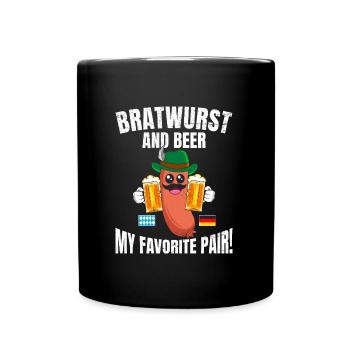 Wurst und Bier sind mein Lebenselixier! Bierfan - Tasse einfarbig - Schwarz - Vorne