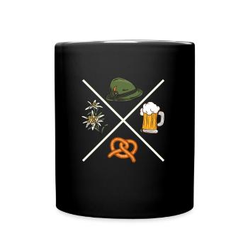 Bayerisch Tradition Bierkrug Brezeln Bayern - Tasse einfarbig - Schwarz - Vorne