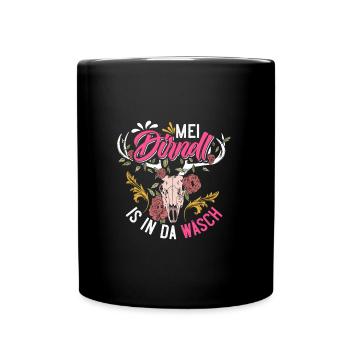 Mein Dirndl is in da Wäsch Bayerisches Dirndl Shir - Tasse einfarbig - Schwarz - Vorne