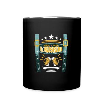 Lederhosen Lausbua Bayerisch Trachten Shirt Herren - Tasse einfarbig - Schwarz - Vorne