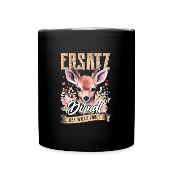Trachten Frauen Ersatz Dirndl Shirt - Tasse einfarbig - Schwarz - Vorne