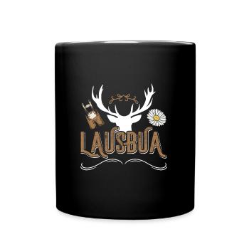 Bayerischer Lausbua Trachten Shirt Männer - Tasse einfarbig - Schwarz - Vorne
