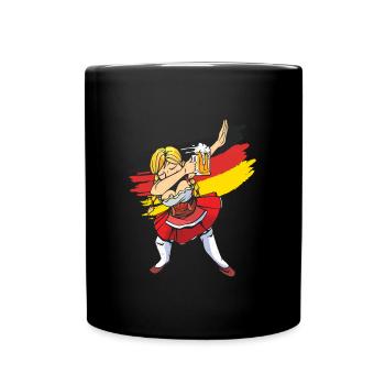 Trachten Shirt Frauen Bierfan - Tasse einfarbig - Schwarz - Vorne