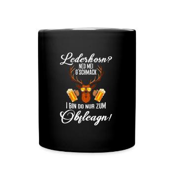 Lederhosn Ned mei Gschmack Shirt - Tasse einfarbig - Schwarz - Vorne