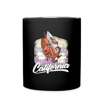 Surfing Sommer Oktopus Surfbrett Urlaub Ozean - Tasse einfarbig - Schwarz - Vorne