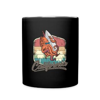 Surfing Sommer Oktopus Surfbrett Urlaub Ozean - Tasse einfarbig - Schwarz - Vorne
