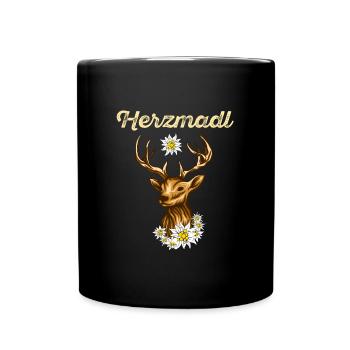 Bayerisches Shirt Frauen Herzmadel Bayerisches - Tasse einfarbig - Schwarz - Vorne
