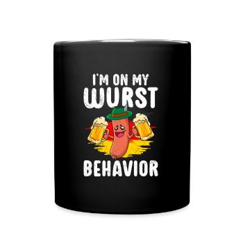 Deutsche Bratwurst I'm on my Wurst Behavior - Tasse einfarbig - Schwarz - Vorne