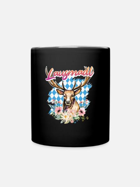Lausmadl Dirndl Trachten Shirt Damen Bayern - Tasse einfarbig - Schwarz