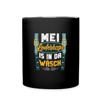 Mei Lederhosn is in da Wäsch Trachten Shirt Männer - Tasse einfarbig - Schwarz - Vorne