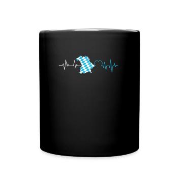 Free State of Bavaria Heart palpitations Bavarian flag - Full Colour Mug - black - Front