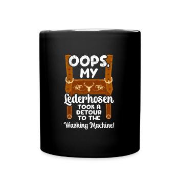 Bayer Oops My Lederhosen in the Washing Machine - Tasse einfarbig - Schwarz - Vorne
