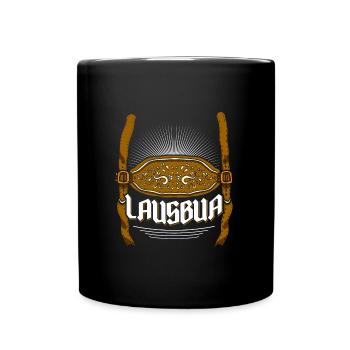 Lederhosen Lausbua Bayerisch Trachten Shirt Herren - Tasse einfarbig - Schwarz - Vorne