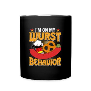 Allemagne Sur mon comportement Wurst Bretzels Fan de bière - Mug uni - noir - Devant