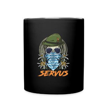 Servus Bayern Weiß Blau München Shirt Bayer - Full Colour Mug - black - Front