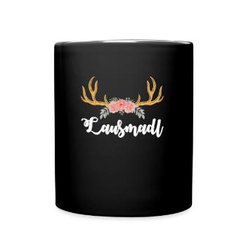 Lausmadl Dirndl Trachten Shirt Frauen Tracht - Tasse einfarbig - Schwarz - Vorne