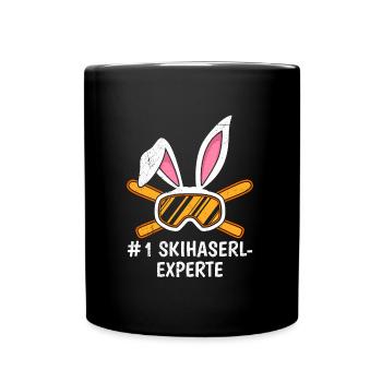 Skihaserl Experte Nummer 1 Hasenohren Frauen - Tasse einfarbig - Schwarz - Vorne