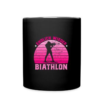 Wintersport Endlich Wieder Biathlon Wettkampf - Tasse einfarbig - Schwarz - Vorne