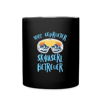 Skihasen 100 % Geprüfter Skihaserl Betreuer - Tasse einfarbig - Schwarz - Vorne