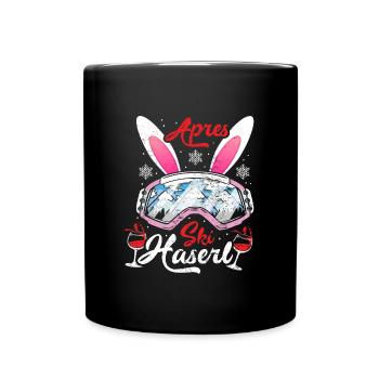 Apres-Ski Haserl Skihasen Wintersportler Damen - Tasse einfarbig - Schwarz - Vorne