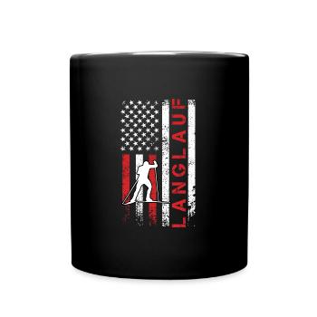 Amerika Skilanglauf USA Wintersportler Ski - Tasse einfarbig - Schwarz - Vorne