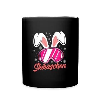 Skihäschen rosa Skibrille Apres-Ski Party - Tasse einfarbig - Schwarz - Vorne