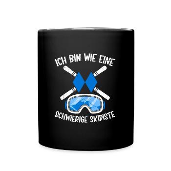Skiurlaub Ich bin wie eine Schwierige Skipiste - Tasse einfarbig - Schwarz - Vorne