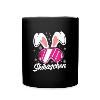 Skihäschen rosa Skibrille Apres-Ski Party - Tasse einfarbig - Schwarz - Vorne