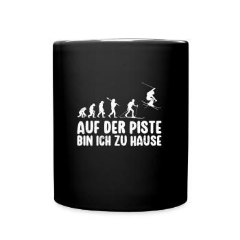 Evolution Skifahrer Auf der Piste bin ich zu Hause - Tasse einfarbig - Schwarz - Vorne