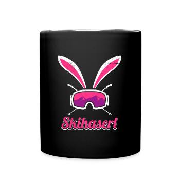 Skihaserl Skihasen Shirt Skihasen Apres Party - Tasse einfarbig - Schwarz - Vorne