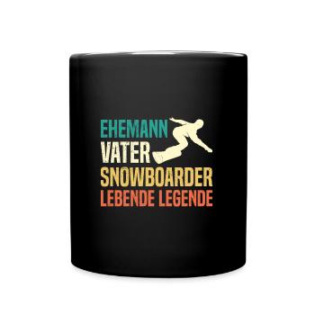 Ehemann Vater Snowboarder Lebende Legende - Tasse einfarbig - Schwarz - Vorne