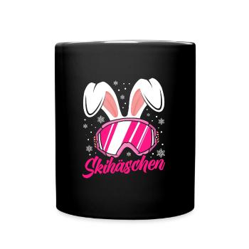 Skihäschen rosa Skibrille Apres-Ski Party - Tasse einfarbig - Schwarz - Vorne