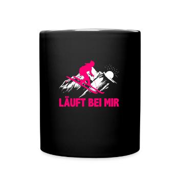 Skifahrer Läuft bei Mir Wintersportler Skifahren - Tasse einfarbig - Schwarz - Vorne