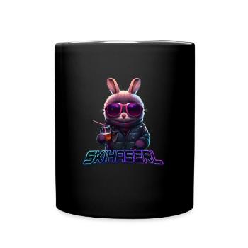 Skihaserl Skihasen Skifahrer Damen Skihäschen - Tasse einfarbig - Schwarz - Vorne
