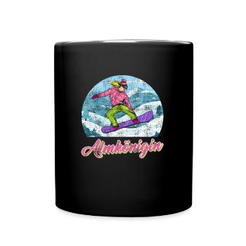 Snowboarderin Almkönigin Snowboarder Frauen - Tasse einfarbig - Schwarz - Vorne