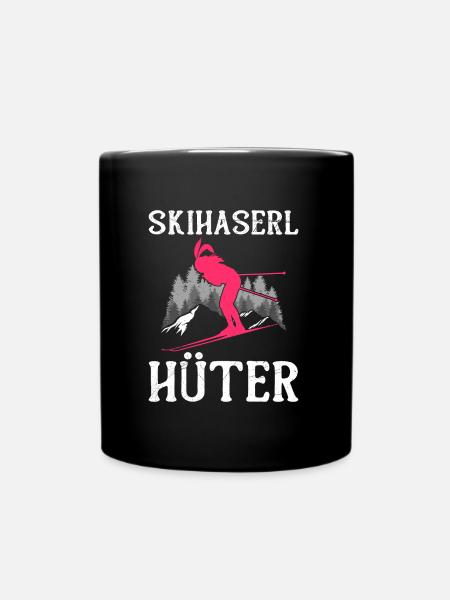 Skihaserl Hüter Schneehasen Skihasen Skihäschen - Tasse einfarbig - Schwarz