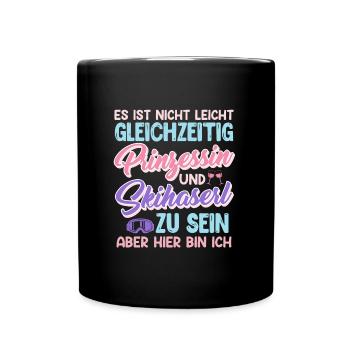 Skihasen Nicht Leicht Prinzessin und Skihaserl - Tasse einfarbig - Schwarz - Vorne